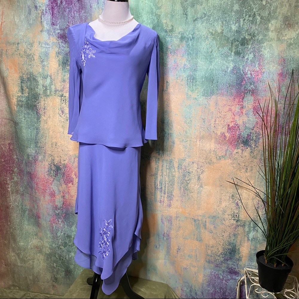 📌Donna Ricco Elegant Embroidered Chiffon 2-Piece Special -Occasion Set